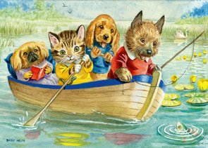 Postcard Racey Helps | A Row On The Lake