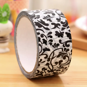 Large Adhesive PVC Decotape | Black and White Swirls
