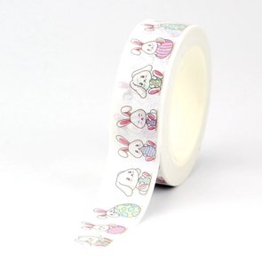 Washi Masking Tape | Cute Bunnies with striped eggs