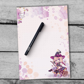 A5 Notepad Chibi Witch Zelena - by Hidekos Artwork