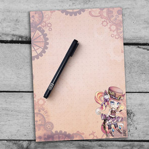 A5 Notepad Steampunk Fox Chibi - by Hidekos Artwork