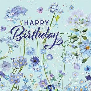 Sabina Comizzi Postcard | Happy Birthday (Blaue Blüten)
