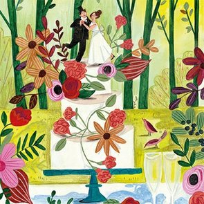 Caroline Bonne-Müller Postcard | Bridal couple on cake