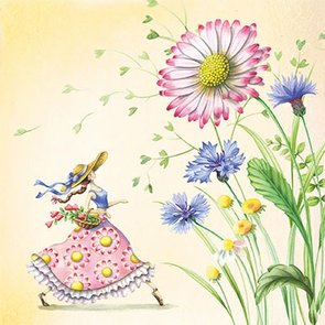 Nina Chen Postcard | Woman with meadow flowers