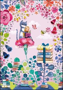 Mila Marquis Double Card | Cat and girl read a book