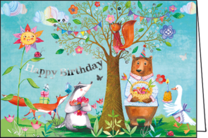 Mila Marquis Double Card | Happy Birthday (Animals celebrating)