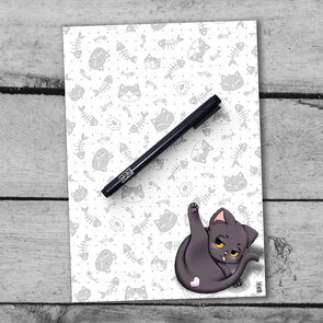 A5 Notepad Grumpy Neko - by Hidekos Artwork