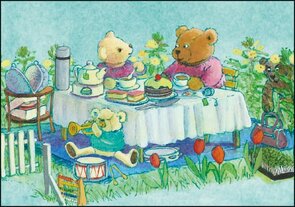 Gallery Cards Postcard | Alfabet, Beren aan een tafel, Charlotte Dematons