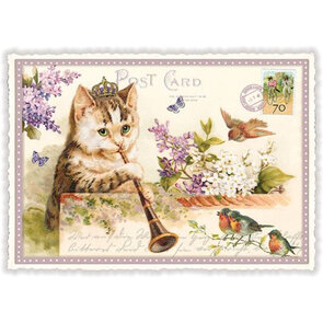PK 953 Tausendschön Postcard | Cat Flute
