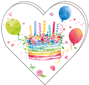 Heart Shaped Folded Card | Cake and Balloons