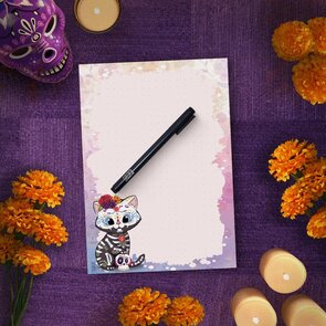 A5 Notepad Sugar Skull Neko / Día de los Muertos - by Hidekos Artwork
