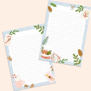 A5 Notepad Winter / Christmas snow globe Double Sided - by Muchable