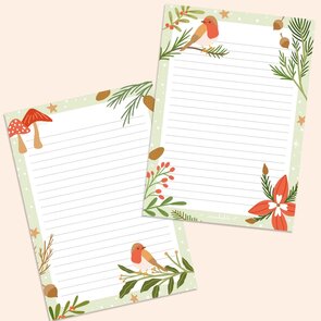 A5 Notepad Winter / Christmas Robin Double Sided - by Muchable
