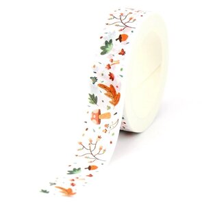 Washi Tape | Watercolor Mushroom Pine Cones And Leaves