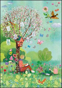 Mila Marquis Doppelkarten | Woman writing under a tree