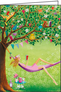 Mila Marquis Folded Card | Woman in Hammock