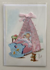 Textile Folded Card | Flamenco Baby Rosa