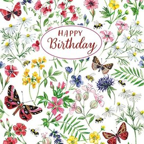 Kerstin Heß Postcard | Happy Birthday (flowers, butterflies)