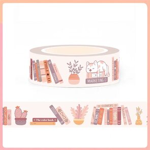 Washi Tape | Sleeping Cat on top of Books