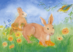 Postcard Dorothea Schmidt - Playing Bunnies
