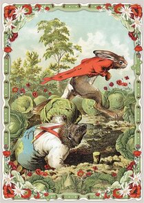 PK 8036 Barbara Behr Glitter Postcard | Fairytales - The Hare and the Hedgehog