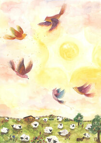 Postcard 'Schaapjes in de wei' - Romyillustrations