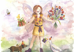 Postcard 'Vlindermeisje' - Romyillustrations