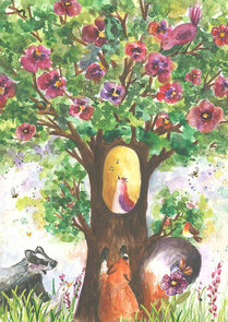 Postcard 'Lenteboom' - Romyillustrations