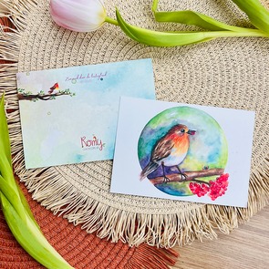Postcard 'Roodborstje op de tak' - Romyillustrations
