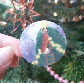 5x Sticker Fox and the Christmas Tree by RomyIllustrations