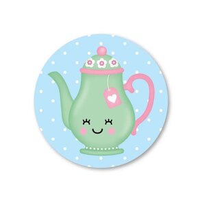 5 Round Stickers Studio Schatkist | Tea Pot