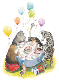 Postcard | Animals at the birthday table