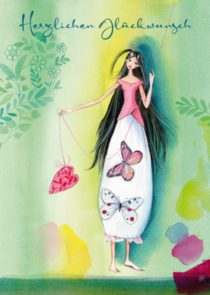 Postcard Kristiana Heinemann | Herzlichen Glückwunsch (Woman with Heart)
