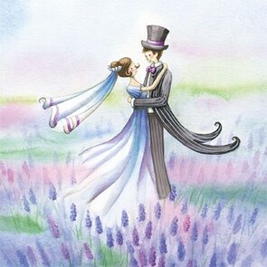 Nina Chen Postcard | Newlyweds in the lavender field