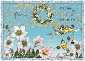 Auguri by Barbara Behr Glitter Postcard | Februar, February, Fevrier