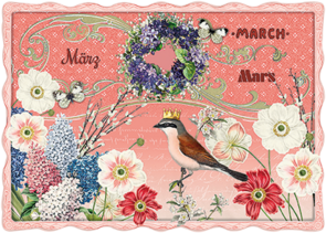Auguri by Barbara Behr Glitter Postcard | März, March, Mars