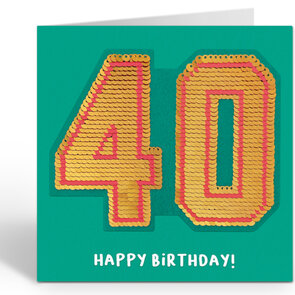 Folded Card with Sequin and Envelope - Redback Cards - Sequin Forty