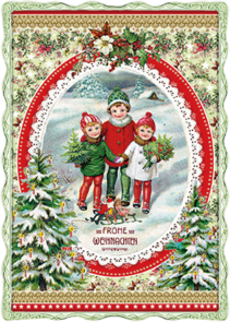 Auguri by Barbara Behr Glitter Postcard | Frohe Weihnachten (Children)