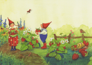 Postcard Daniela Drescher | Pippa and Pelle in the summer garden