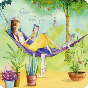 Postcard Kristiana Heinemann | Genieße den Tag / Woman on Hammock