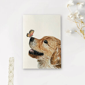 Postcard Art by Meer | Hondje met vlindertje