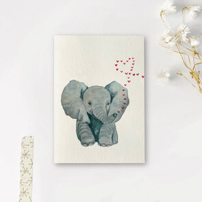 Postcard Art by Meer | Olifantje met hartjes