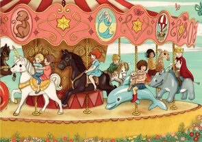 Postcard Belle and Boo | Fairground Carousel