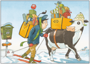 Postcard | Lieselotte helps the postman with the Christmas mail