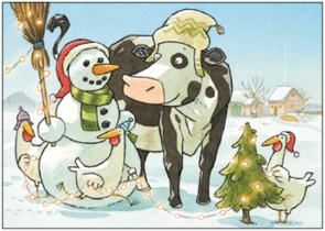 Postcard | Lieselotte with snowman