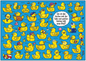Search Postcard | Wo ist das Entchen mit de Seife und welche Ente hält einen Brief?