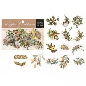 Sticker Flakes Sack | Gold Foil - Happy Christmas Leaves