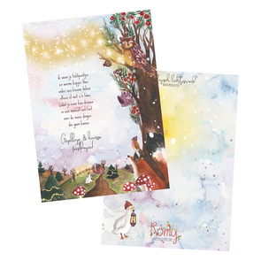 Postcard 'Roodborstje en de vos met gedicht' - Romyillustrations