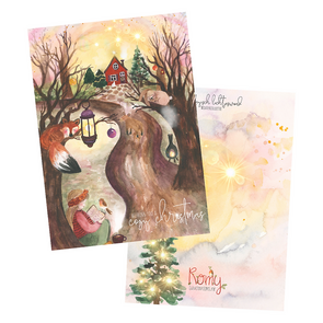 Postcard 'Lezen in het winterbos (met tekst)' - Romyillustrations