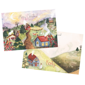 Postcard 'Kersthuisjes merry christmas' - Romyillustrations